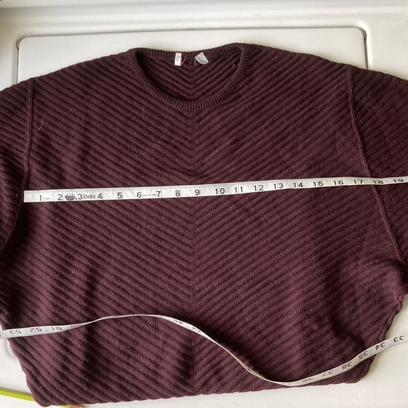 Vintage 80s plum knit wool crew neck sweater dolman sleeves made in Italy EVC - Picture 11 of 16